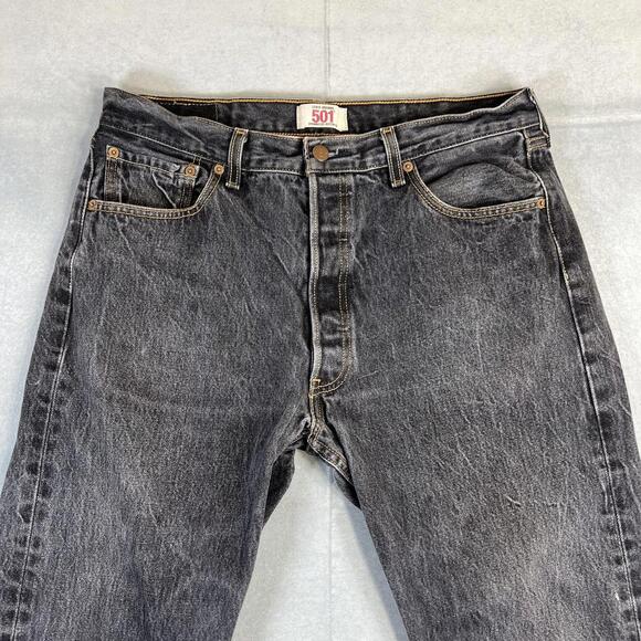 Levis Original 501 Jeans Mens 34x29* Gray Dark Wash Straight Leg Classic Denim - Picture 2 of 9